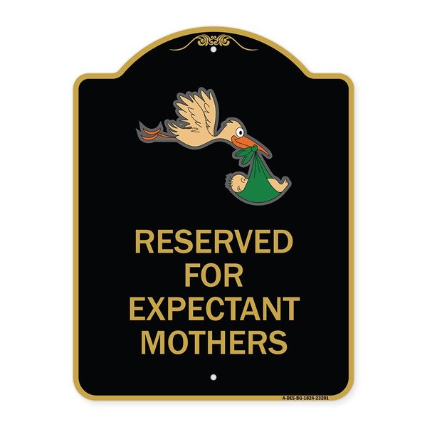 Signmission Reserved for Expectant Mothers W/ Stork & Baby Graphic Heavy-Gauge Alum, 24" L, 18" H, BG-1824-23201 A-DES-BG-1824-23201